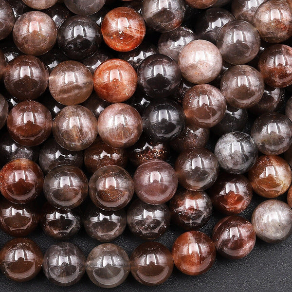 AAA Natural Red Black Sunstone 5mm 6mm 8mm 10mm Round Beads 15.5" Strand