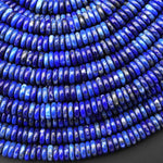 Natural Blue Lapis Lazuli Beads Smooth Thin Rondelle Beads 6mm 15.5" Strand