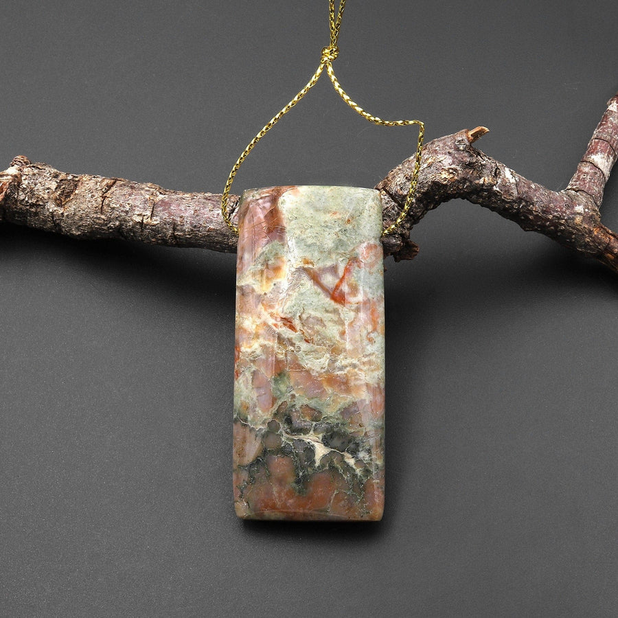 Real Genuine Natural Dinosaur Coprolite Dung Long Rectangle Pendant P0179A2