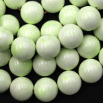 Natural Lemon Chrysoprase 20mm Round Beads Gemstone 15.5" Strand