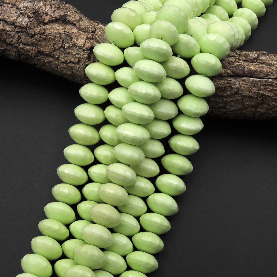 Natural Lemon Chrysoprase Faceted Saucer Rondelle 16mm Beads 15.5" Strand