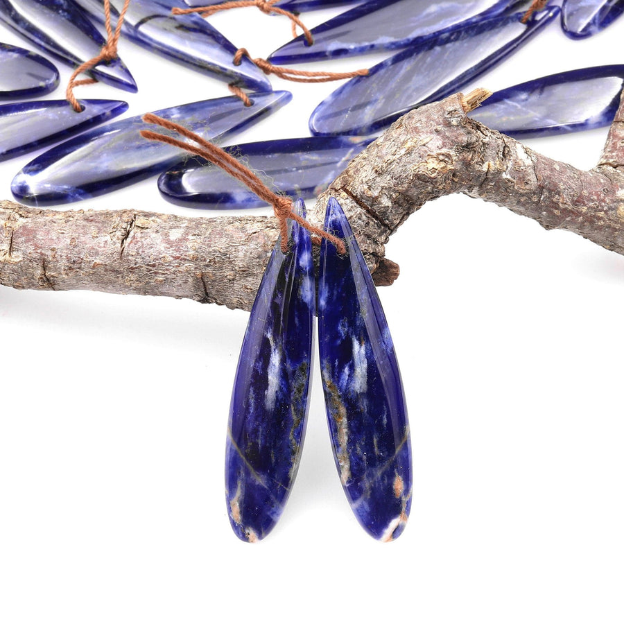 Natural Blue Sodalite Teardrop Earring Pair Matched Gemstone Beads