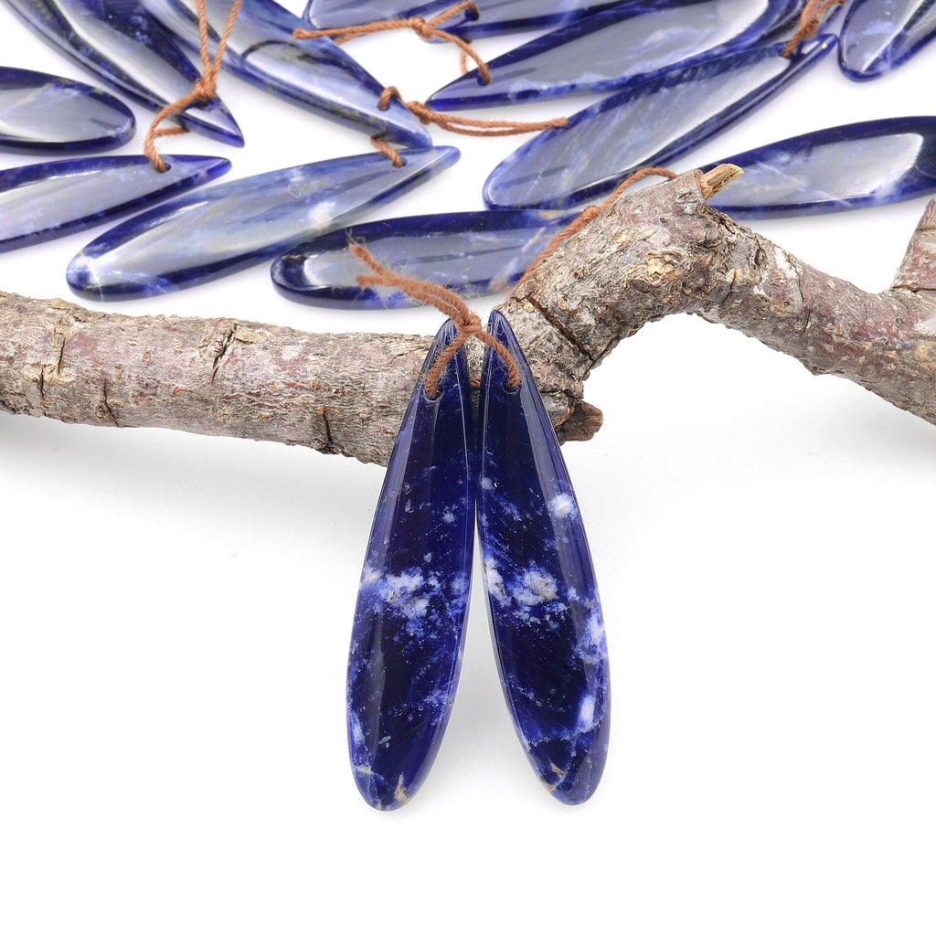 Natural Blue Sodalite Teardrop Earring Pair Matched Gemstone Beads