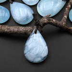 Translucent Natural Blue Aquamarine Teardrop Pendant Gemstone