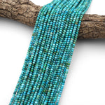 AAA Genuine Natural Turquoise 3mm 4mm Faceted Rondelle Beads Blue Green Gemstone 15.5" Strand