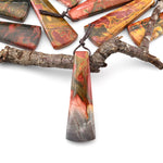 Natural Red Creek Jasper Pendant Side Drilled Long Trapezoid Pendant Aka Multicolor Picasso Jasper Cherry Creek Jasper Bead