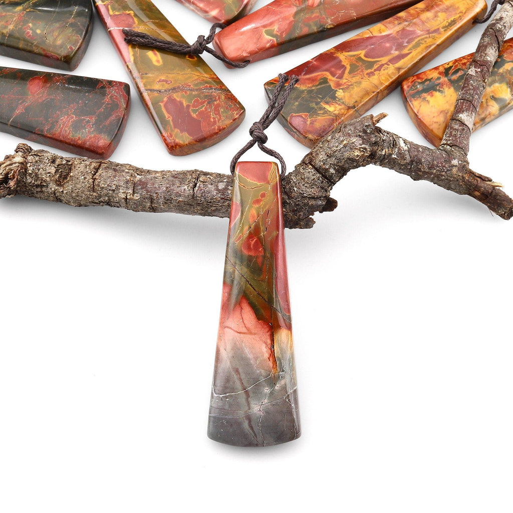 Natural Red Creek Jasper Pendant Side Drilled Long Trapezoid Pendant Aka Multicolor Picasso Jasper Cherry Creek Jasper Bead A3