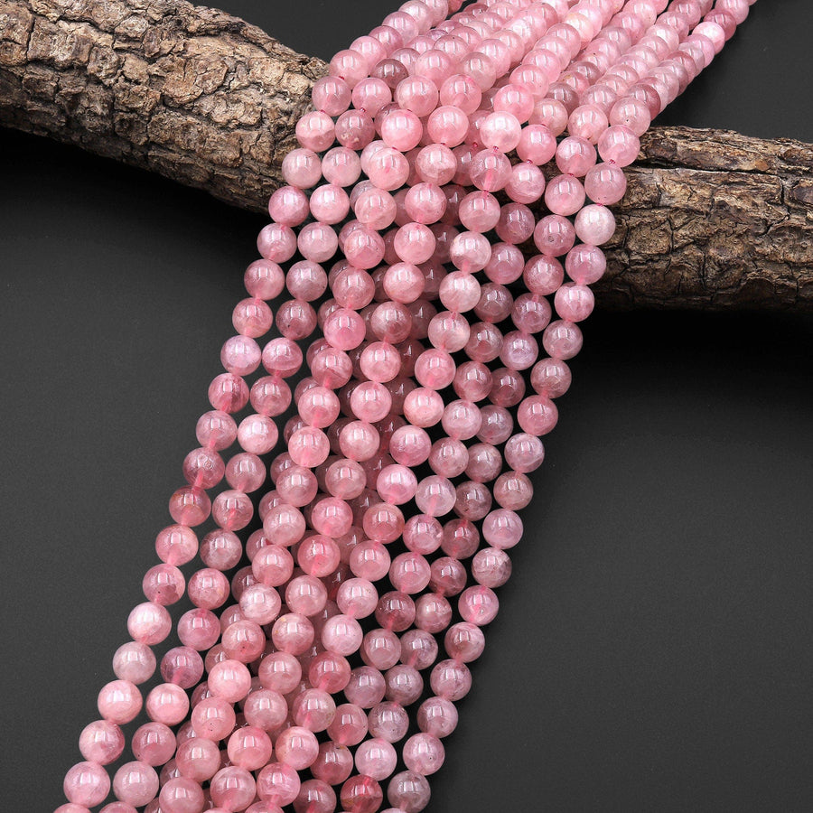 Rare Mauve Pink Madagascar Natural Rose Quartz 7mm 8mm 9mm 10mm 12mm Round Beads 15.5" Strand