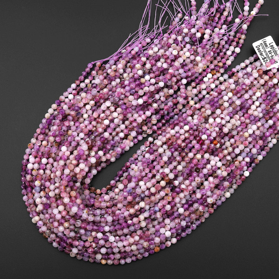 Faceted Natural Purple Mica Round 4mm Beads 15.5" Strand