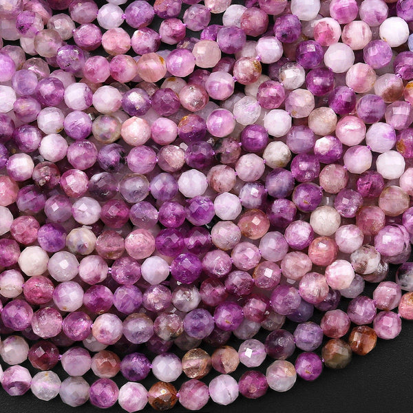 Faceted Natural Purple Mica Round 4mm Beads 15.5" Strand