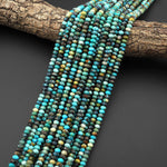 Genuine Natural Blue Green Golden Brown Turquoise 6mm Faceted Rondelle Beads 15.5" Strand