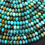 Genuine Natural Blue Green Golden Brown Turquoise 6mm Faceted Rondelle Beads 15.5" Strand
