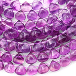 AAA Natural Purple Fluorite Smooth Briolette Teardrop Beads 8mm 8" Strand