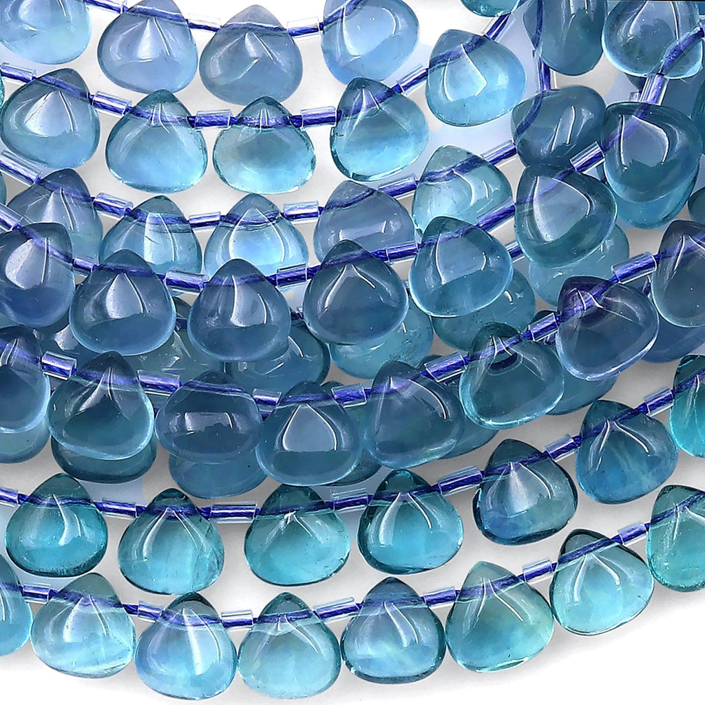 AAA Natural Blue Fluorite Smooth Pear Teardrop Beads 8mm 10mm Gemstone 8" Strand