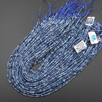 Translucent Natural Blue Santa Maria Aquamarine Micro Faceted 3mm 4mm Round Beads 15.5" Strand