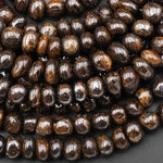 Natural Bronzite Freeform Rondelle Disc Center Dilled Beads 15.5" Strand