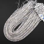 AAA Genuine Natural Silver Zircon Faceted Rondelle Beads 3mm 4mm Gemstone 15.5" Strand