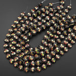 Black Cloisonné Butterfly Coin Beads 15mm Decorative Floral Enamel 15.5" Strand