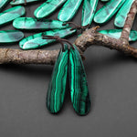 Natural Malachite Earring Teardrop Pair Drilled Matched Gemstone Beads