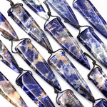 Natural Orange Sodalite Pendant Long Triangle Dagger Side Drilled Focal Bead