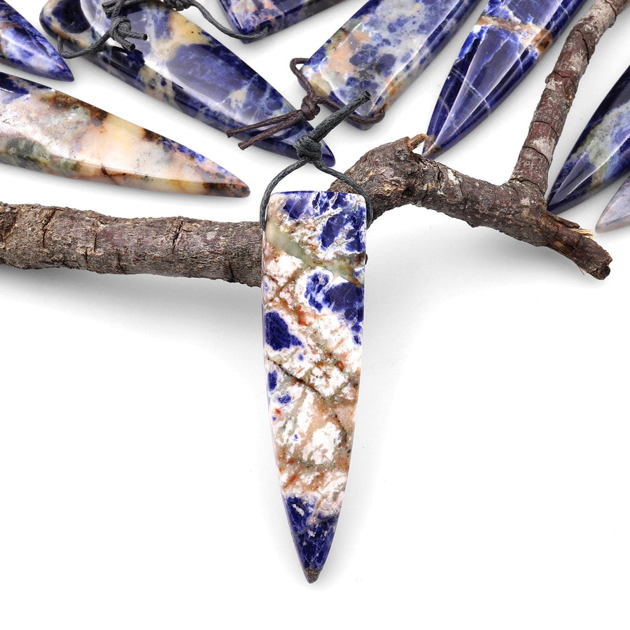 Natural Orange Sodalite Pendant Long Triangle Dagger Side Drilled Focal Bead