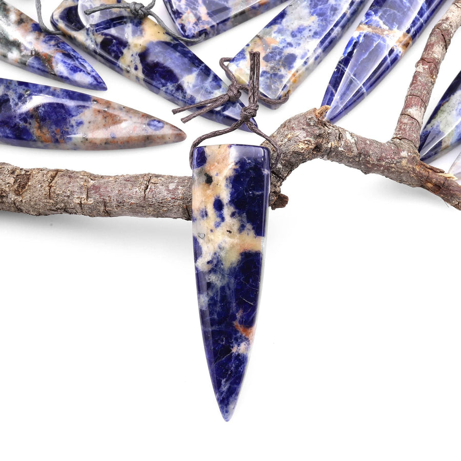 Natural Orange Sodalite Pendant Long Triangle Dagger Side Drilled Focal Bead