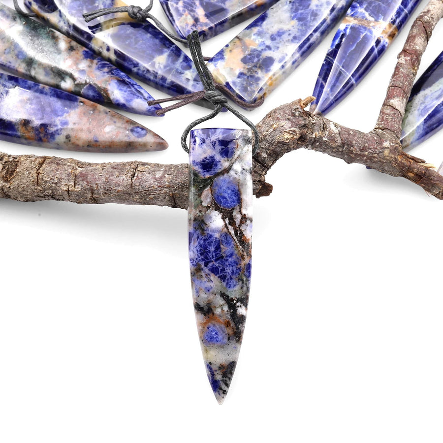 Natural Orange Sodalite Pendant Long Triangle Dagger Side Drilled Focal Bead