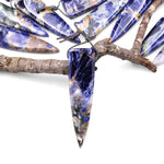 Natural Orange Sodalite Pendant Long Triangle Dagger Side Drilled Focal Bead