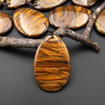 Natural Golden Brown Tiger Iron Pendant FreeformTeardrop Shape Pendant