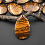 Natural Golden Brown Tiger Iron Pendant FreeformTeardrop Shape Pendant