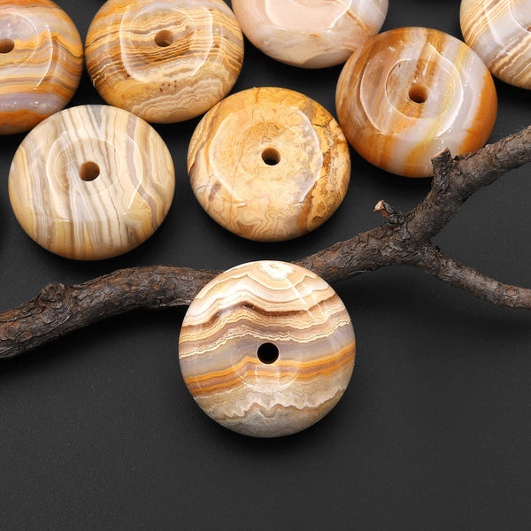 AAA Natural Mexican Crazy Lace Donut Pendant Focal Bead A1