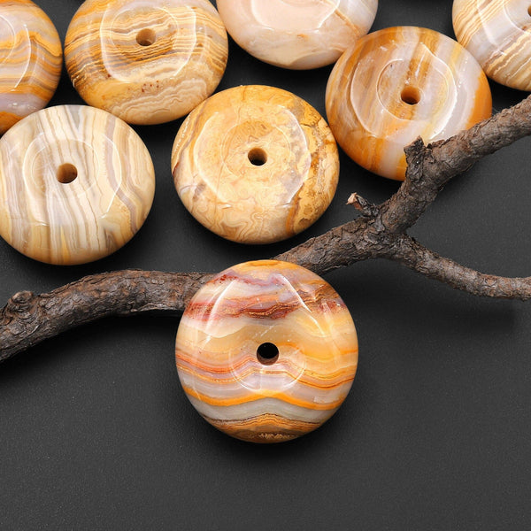 AAA Natural Mexican Crazy Lace Donut Pendant Focal Bead A3
