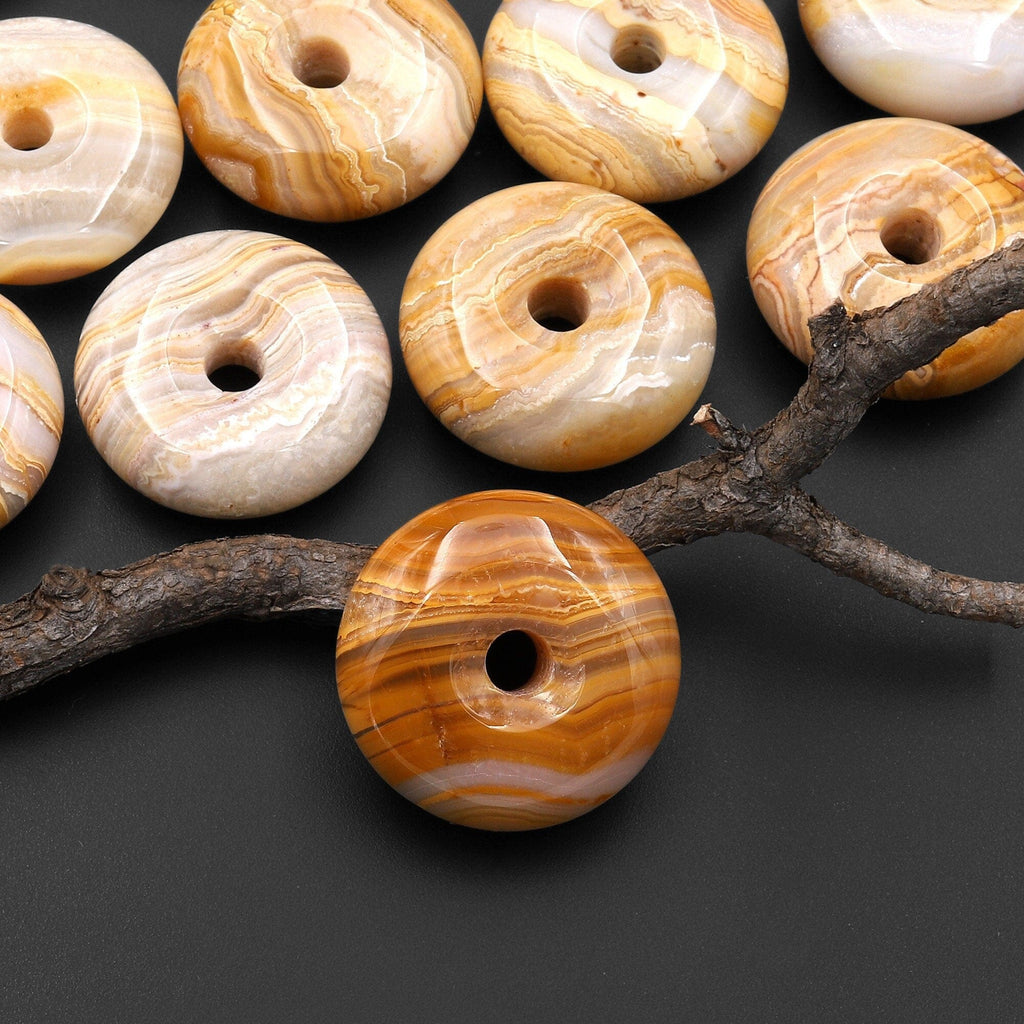 AAA Natural Mexican Crazy Lace Donut Pendant Focal Bead A22