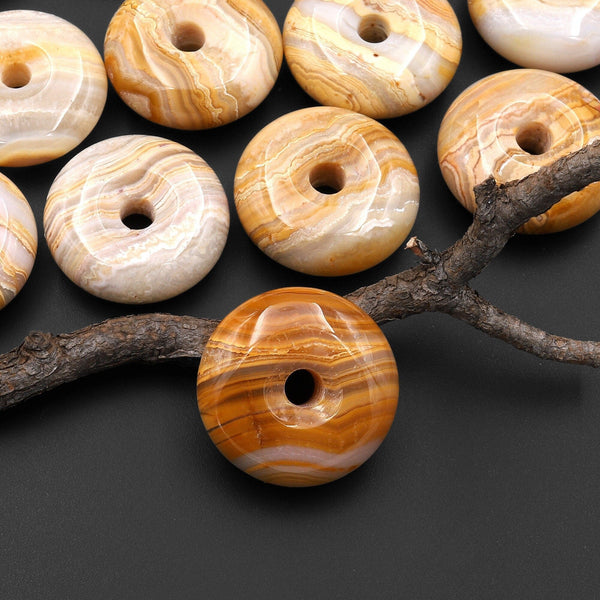 AAA Natural Mexican Crazy Lace Donut Pendant Focal Bead A22