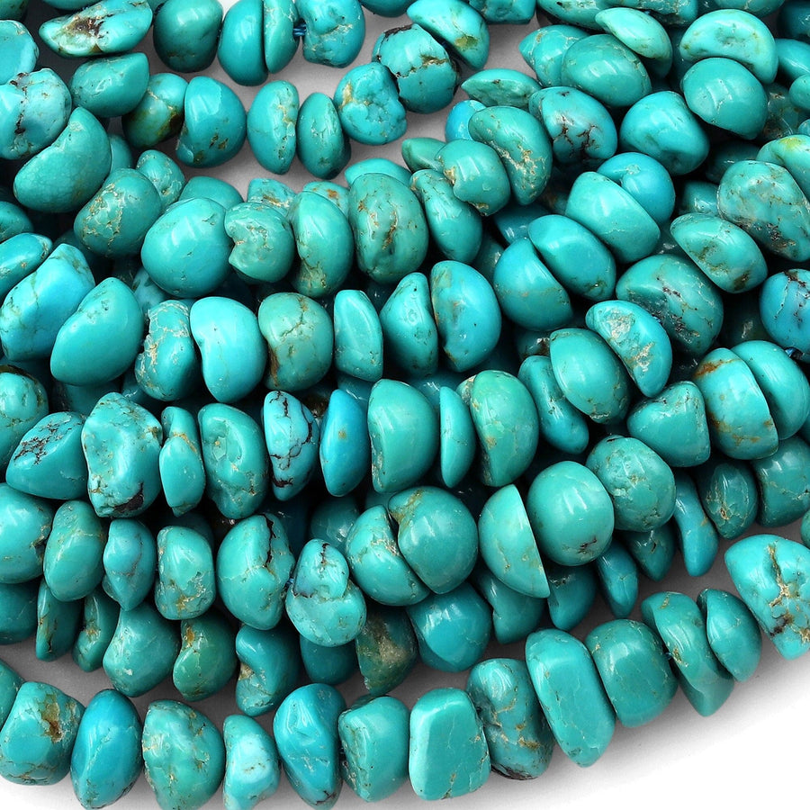 Natural Turquoise Freeform 5mm 6mm 8mm Nuggets Untreated Genuine Real Stunning Blue Green Turquoise Gemstone Beads 15.5" Strand