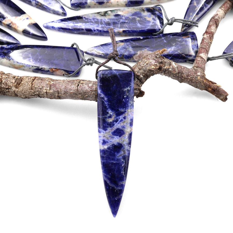 Natural Orange Sodalite Pendant Side Drilled Long Triangle Dagger Gemstone