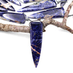 Natural Orange Sodalite Pendant Side Drilled Long Triangle Dagger Gemstone