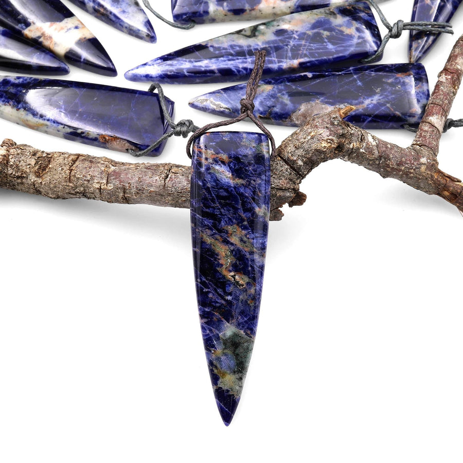 Natural Orange Sodalite Pendant Side Drilled Long Triangle Dagger Gemstone