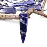 Natural Orange Sodalite Pendant Side Drilled Long Triangle Dagger Gemstone