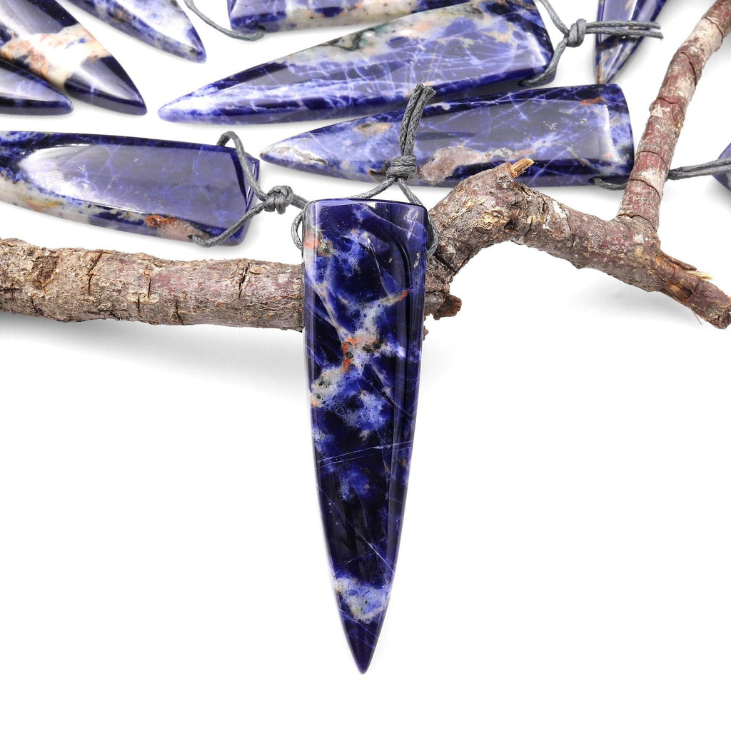 Natural Orange Sodalite Pendant Side Drilled Long Triangle Dagger Gemstone