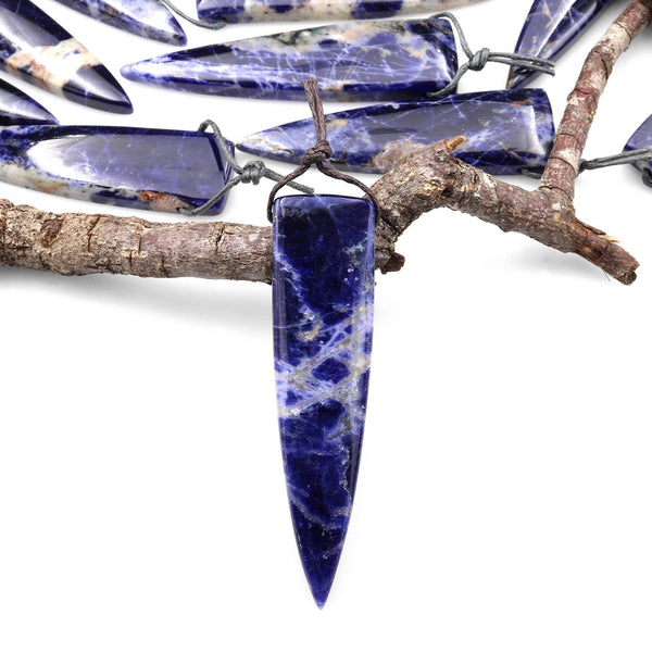 Rare Natural Orange Sodalite Pendant Long Triangle Dagger Side Drilled Focal Bead A2