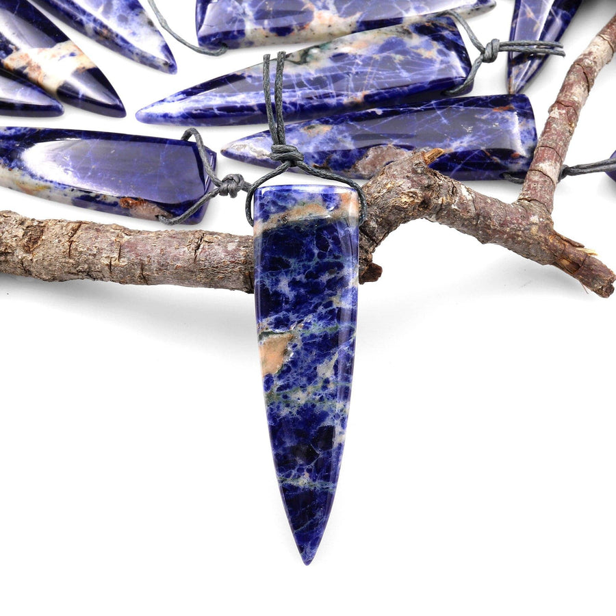 Rare Natural Orange Sodalite Pendant Long Triangle Dagger Side Drilled Focal Bead A5