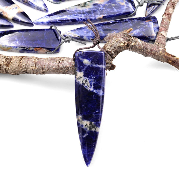 Rare Natural Orange Sodalite Pendant Long Triangle Dagger Side Drilled Focal Bead A6