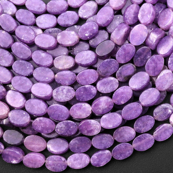 Natural Purple Lepidolite Smooth Oval Beads 15.5" Strand