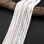 Natural White Mother of Pearl 6mm 7mm 8mm Thin Heishi Rondelle Beads 15.5" Strand