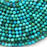 AA Genuine Natural Blue Turquoise 4mm Faceted Round Beads 15.5" Strand