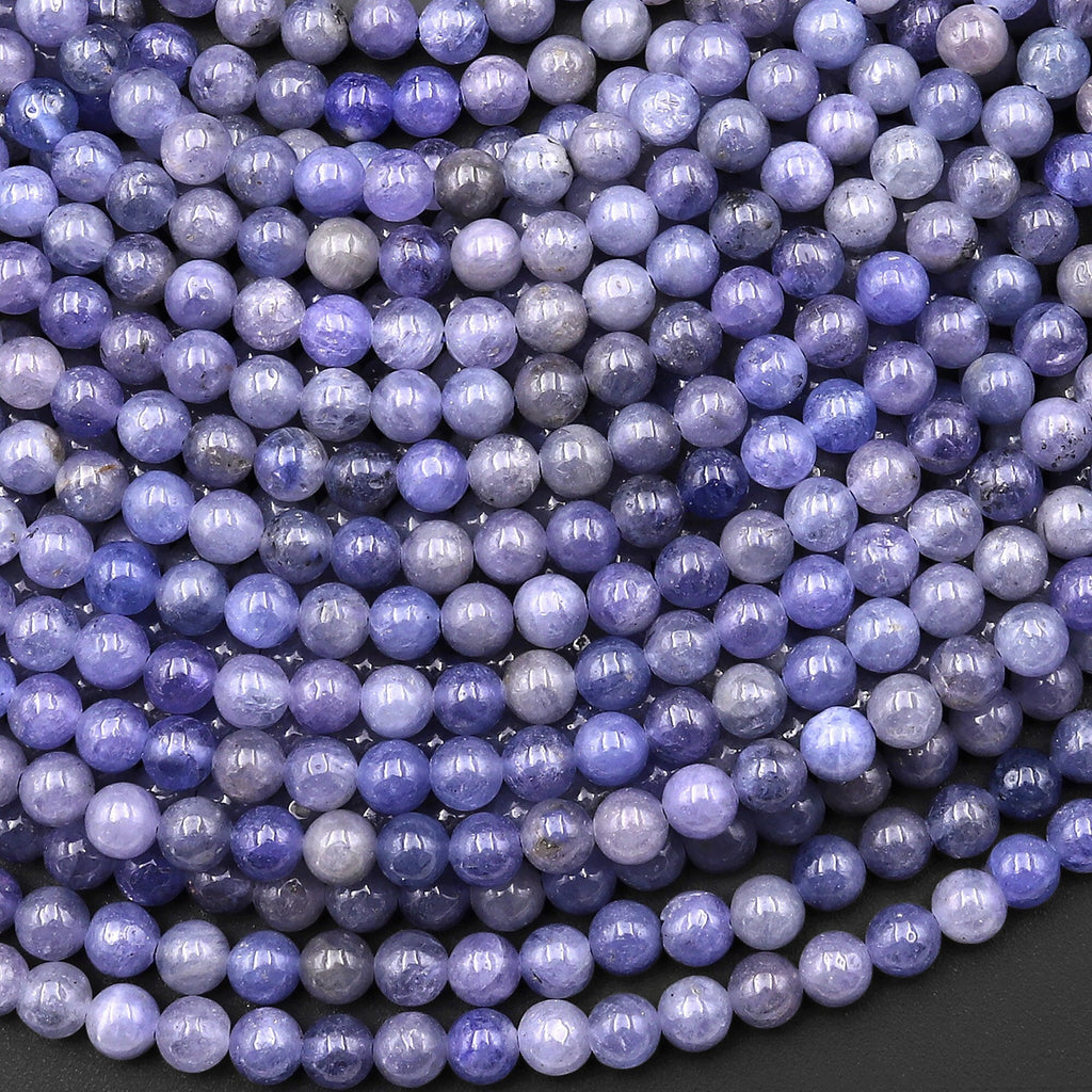 Real Genuine Natural Tanzanite 4mm Smooth Round Beads Gemstone 15.5" Strand