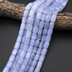 Natural Blue Chalcedony Smooth Barrel Tube Cylinder 14x10mm Beads 15.5" Strand