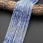 Natural Blue Kyanite Faceted 3mm Cube Beads Gradient Ombre Gemstone 15.5" Strand