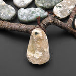 Natural Ocean Jasper Druzy Pendant Freeform Teardrop Shape Gemstone